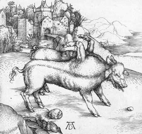 Albrecht Dürer: The Deformed Landser Sow - Engraving