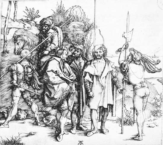 Albrecht Dürer: Five Lansquenets and an Oriental on Horseback