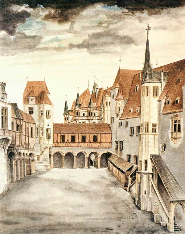 Albrecht Dürer: Courtyard of the Former Castle in Innsbruck with Clouds