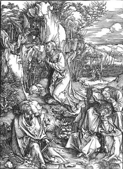 Albrecht Dürer: The Large Passion: 2. Christ on the Mount of Olives, woodcut